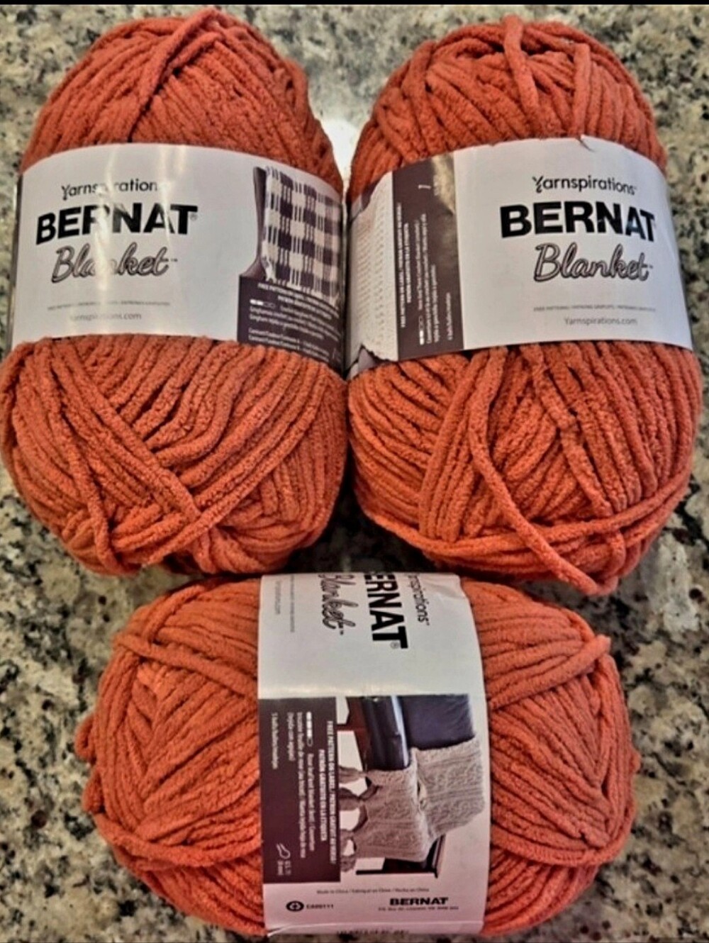 Bernat Blanket Yarn - Rust Orange Cozy Chenille